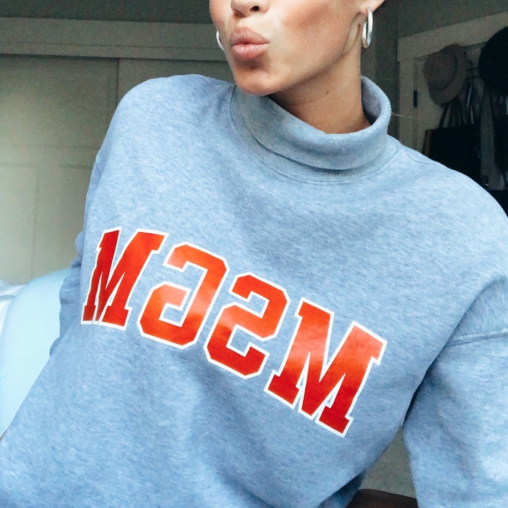 MSGM High Neck Sweatshirt with Red Logo
